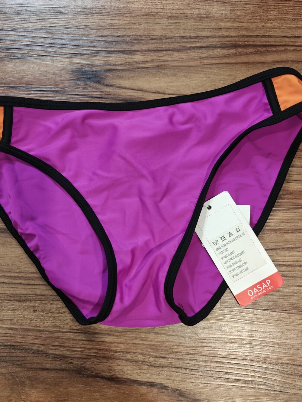 OASAP Women's Fuchsia Bikini Bottoms with Orange Accent